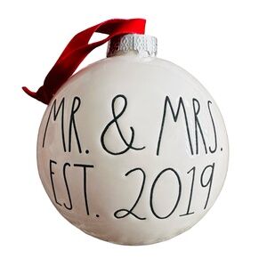 RAE DUNN Magenta “Mr. & Mrs. Est. 2019” Ivory Ceramic Artisan Collection